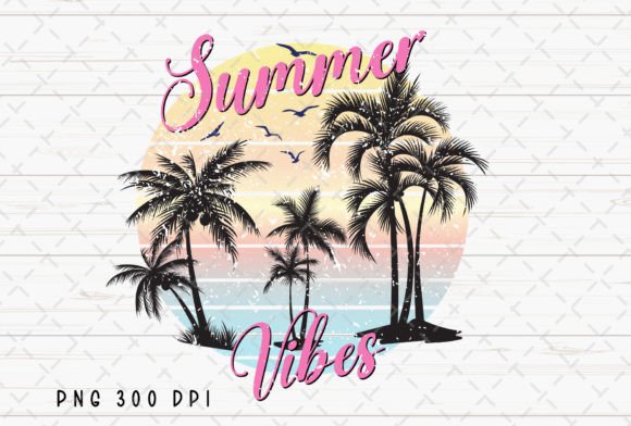 Capture Coastal Charm with Summer Vibes Beach Vintage Retro PNG