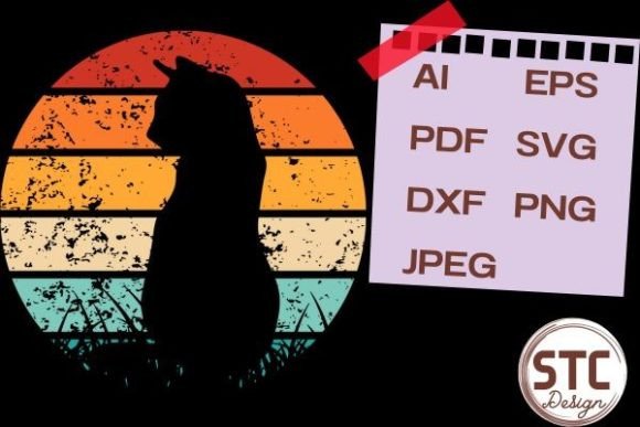 Cat Silhouette Retro Sunset: A Design Asset for Modern Creatives