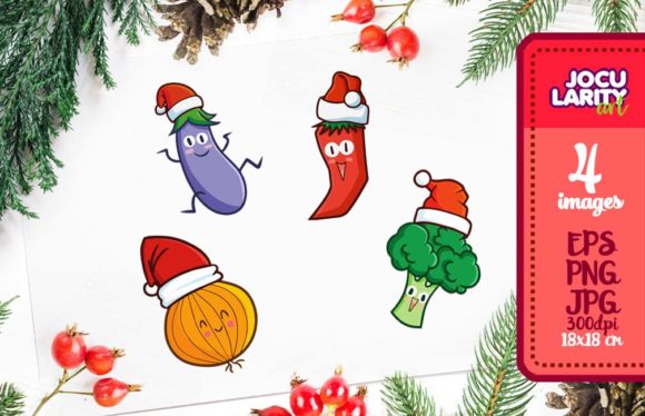 Charming Cute Vegetables Christmas Character Designs
