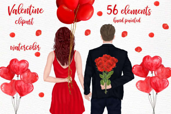 Couples Clipart Valentines Day: Elevate Your Designs with Hand-Painted Charm