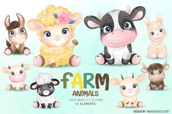 Doodle Farm Animals Clipart: A Whimsical Design Asset
