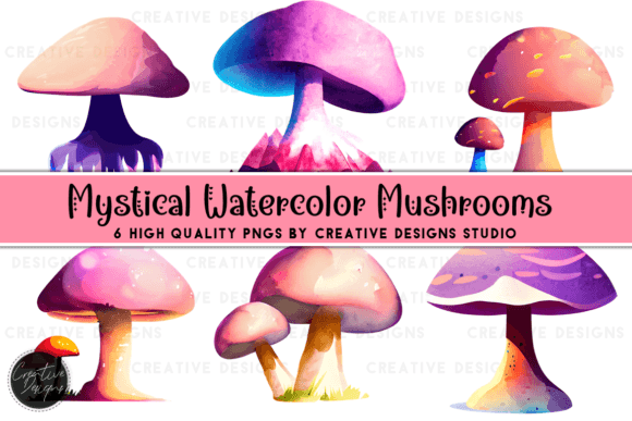 Enchant Your Projects with Mystical Watercolor Mushroom Clipart
