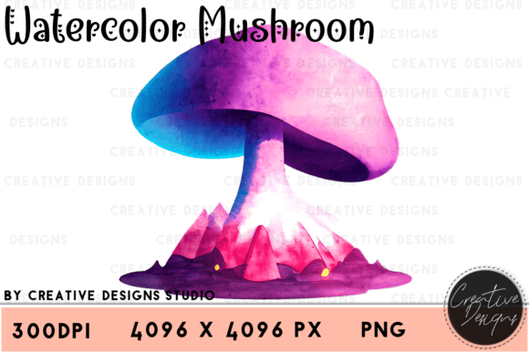 Enchanting Watercolor Rainbow Mushroom Clipart for Creators
