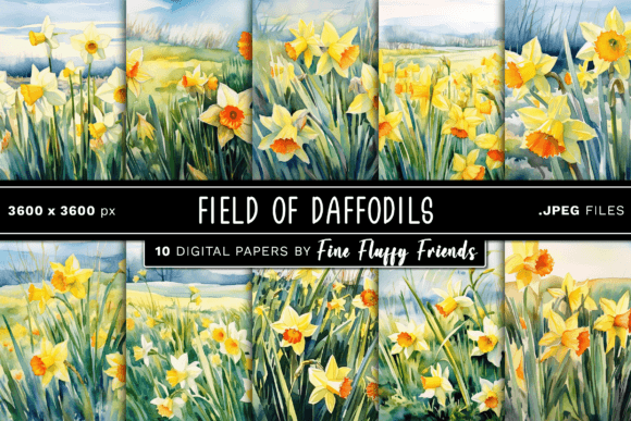Field of Daffodils Digital Paper: Your New Creative Staple