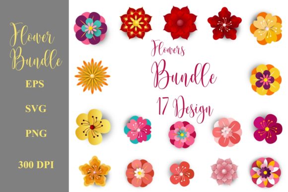 Paper Cut Flowers Template Bundle: Fresh Design Assets