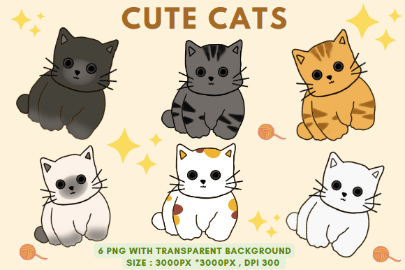 Unleashing the Cute Cats Collection PNG 3000*3000 for Your Projects