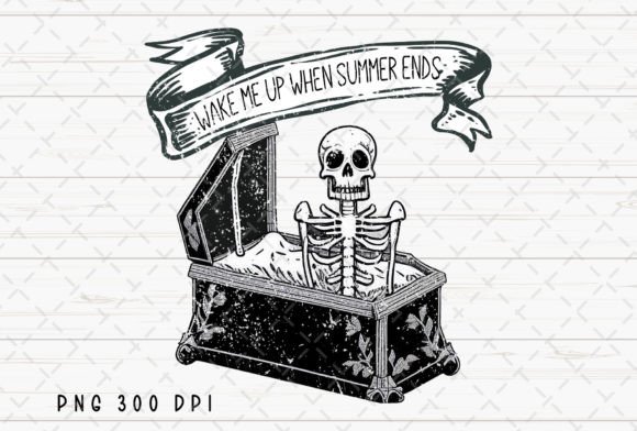 Wake Me Up Halloween Skeleton Coffin PNG: Your Next Bold Design Asset