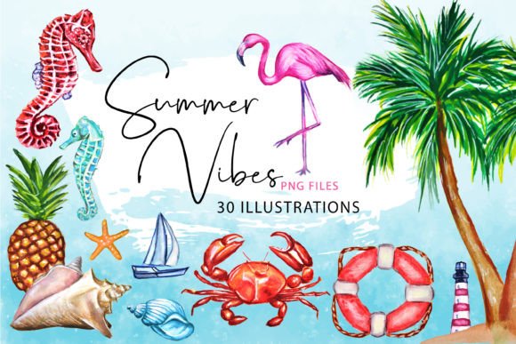 Watercolor Summer Clipart: A Beach Lover's Design Toolkit